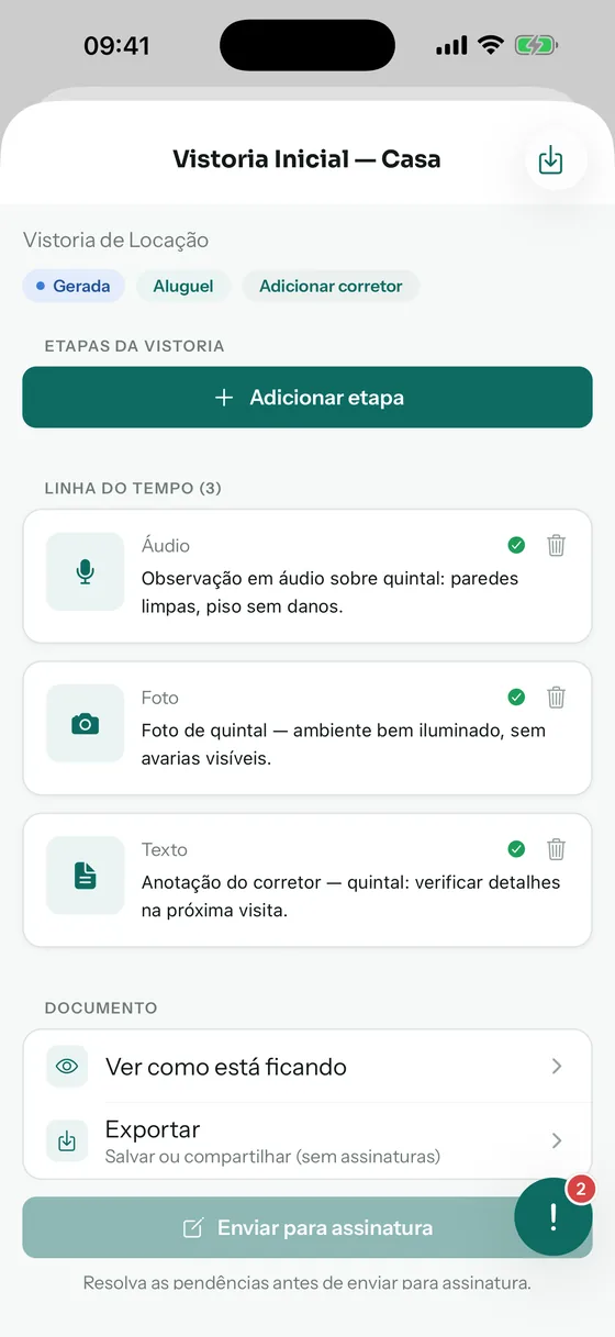 Laudo gerado com IA no Vistor365